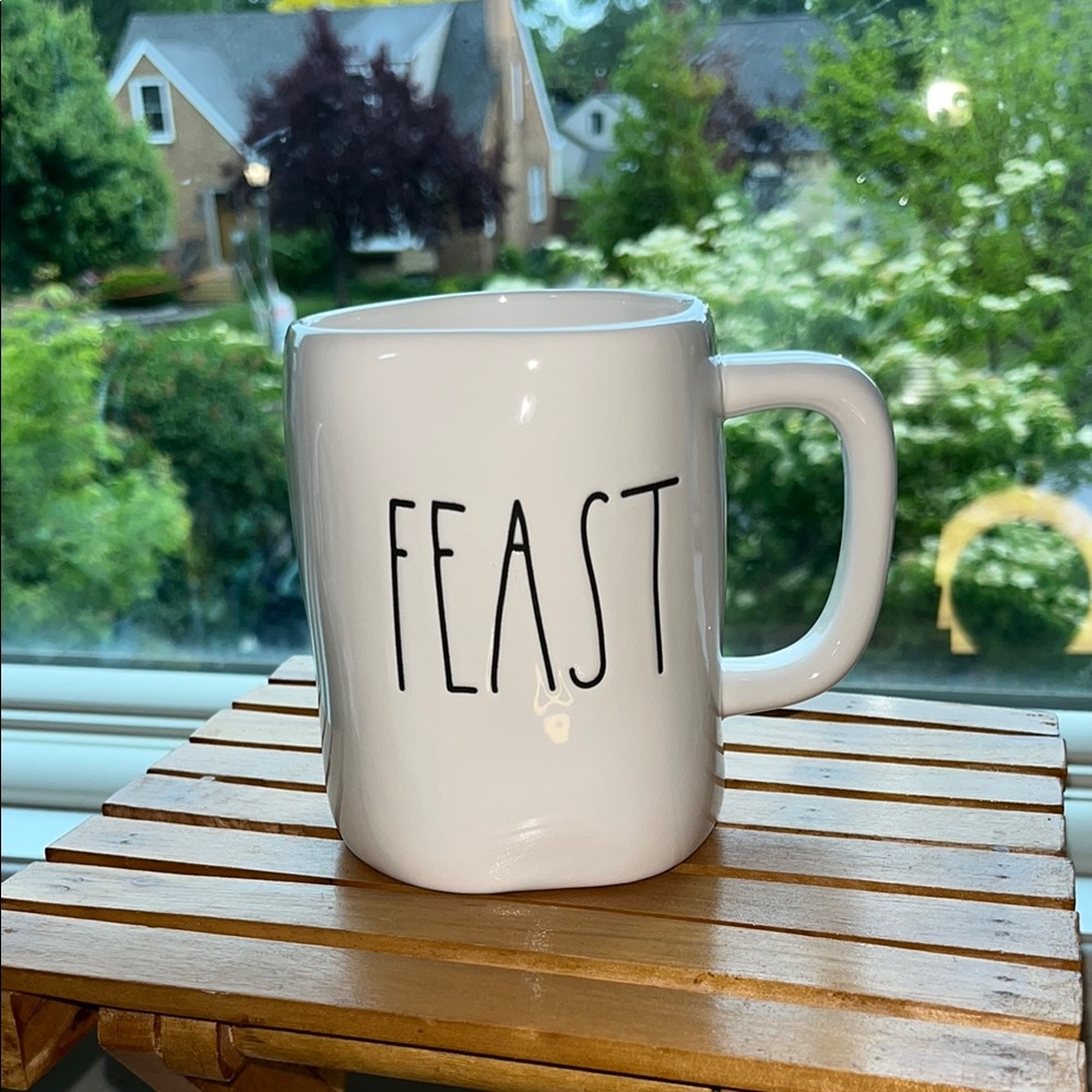 Rae Dunn White and Black Ceramic‎ Mug FEAST Dining Essential